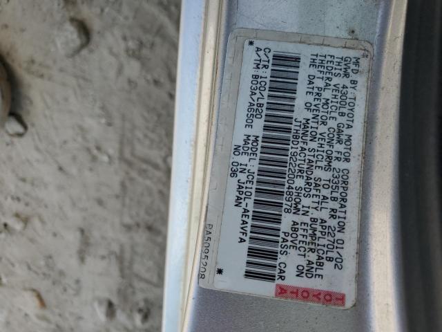 Photo 10 from auction – 2002 LEXUS IS 300 with VIN JTHBD192220048978