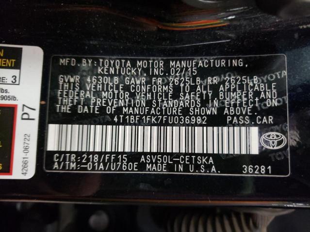 Photo 10 from auction – 2015 TOYOTA CAMRY LE with VIN 4T1BF1FK7FU036982