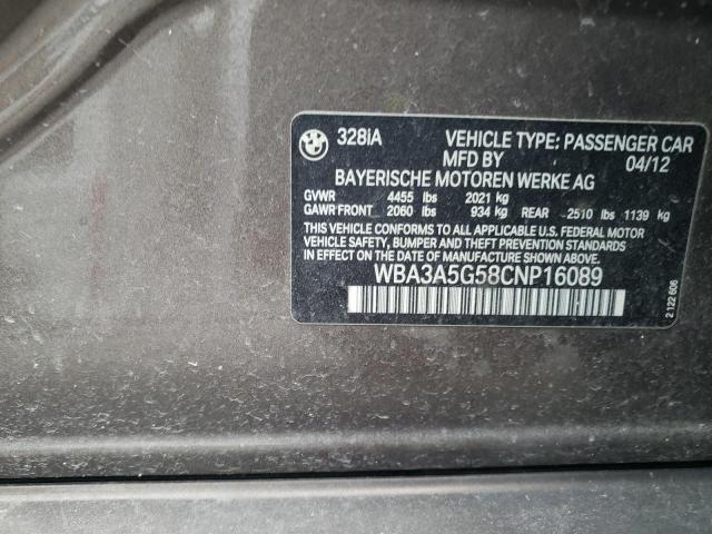 Photo 10 from auction – 2012 BMW 328 I with VIN WBA3A5G58CNP16089
