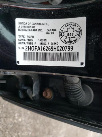 Photo 10 from auction – 2009 HONDA CIVIC DX with VIN 2HGFA16269H020799