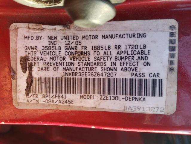 Photo 10 from auction – 2006 TOYOTA COROLLA CE with VIN 1NXBR32E36Z647207
