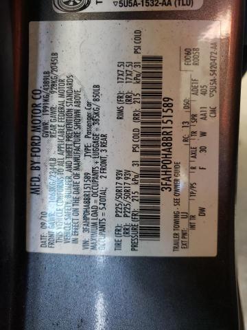 Photo 10 from auction – 2011 FORD FUSION SE with VIN 3FAHP0HA8BR151589