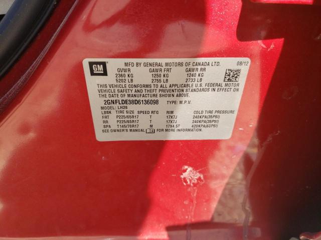 Photo 10 from auction – 2013 CHEVROLET EQUINOX LT with VIN 2GNFLDE38D6136098