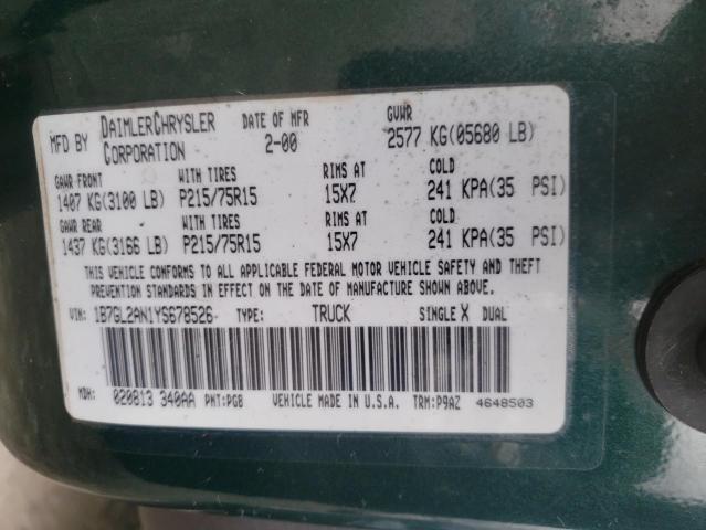 Photo 10 from auction – 2000 DODGE DAKOTA QUA with VIN 1B7GL2AN1YS678526