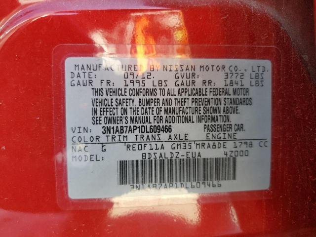Photo 10 from auction – 2013 NISSAN SENTRA S with VIN 3N1AB7AP1DL609466
