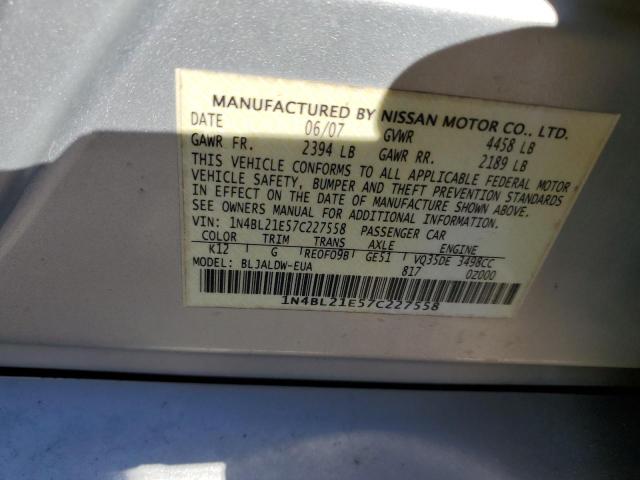 Photo 10 from auction – 2007 NISSAN ALTIMA 3.5 with VIN 1N4BL21E57C227558