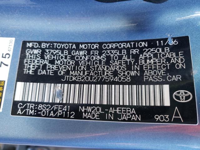 Photo 10 from auction – 2007 TOYOTA PRIUS with VIN JTDKB20U277594058