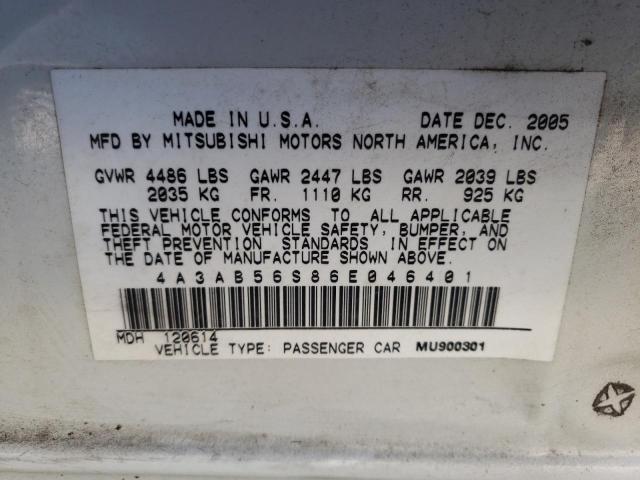 Photo 10 from auction – 2006 MITSUBISHI GALANT LS with VIN 4A3AB56S86E046401