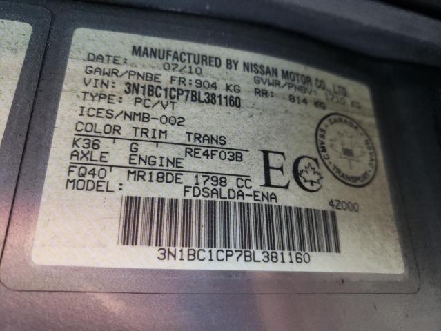 Zdjęcie 10 z aukcji – 2011 NISSAN VERSA S z VIN 3N1BC1CP7BL381160
