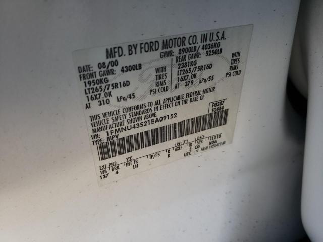 Photo 10 from auction – 2001 FORD EXCURSION with VIN 1FMNU43S21EA09152