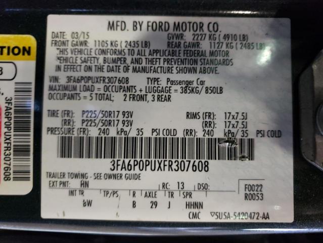 Photo 10 from auction – 2015 FORD FUSION SE with VIN 3FA6P0PUXFR307608
