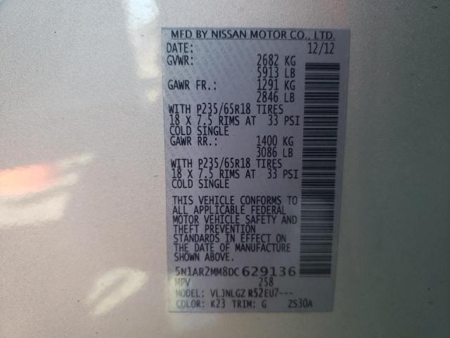 Photo 10 from auction – 2013 NISSAN PATHFINDER with VIN 5N1AR2MM8DC629136