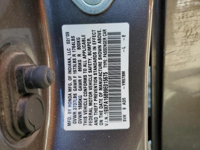 Photo 10 from auction – 2009 HONDA CIVIC EX with VIN 19XFA16899E015675