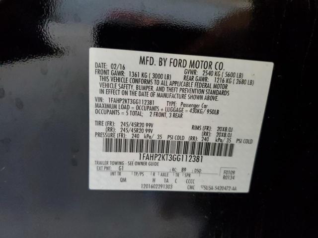 Photo 10 from auction – 2016 FORD TAURUS SHO with VIN 1FAHP2KT3GG112381