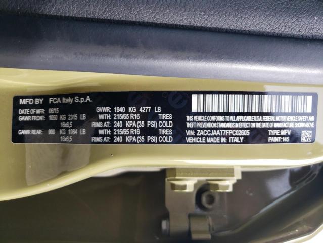 Photo 10 from auction – 2015 JEEP RENEGADE S with VIN ZACCJAAT7FPC02605