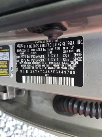 Photo 10 from auction – 2014 KIA SORENTO LX with VIN 5XYKTCA63EG449789