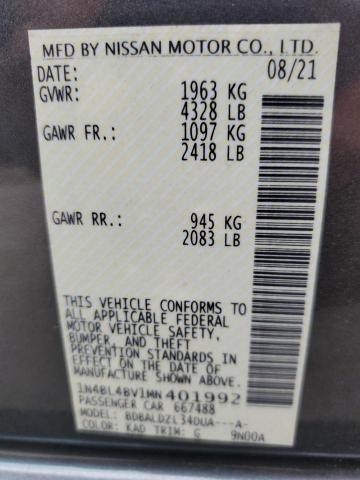Photo 10 from auction – 2021 NISSAN ALTIMA S with VIN 1N4BL4BV1MN401992