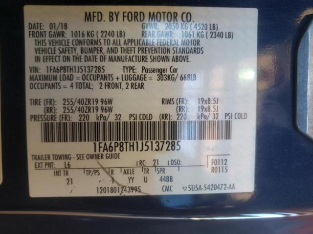 Photo 10 from auction – 2018 FORD MUSTANG with VIN 1FA6P8TH1J5137285