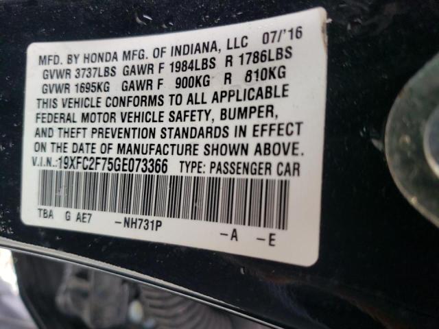 Photo 10 from auction – 2016 HONDA CIVIC EX with VIN 19XFC2F75GE073366