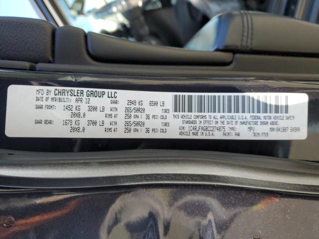 Photo 10 from auction – 2012 JEEP GRAND CHER with VIN 1C4RJFAG8CC274875
