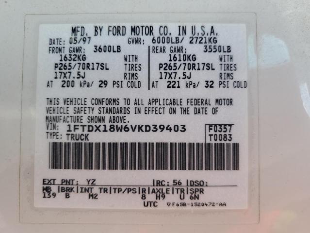 Photo 10 from auction – 1997 FORD F150 with VIN 1FTDX18W6VKD39403