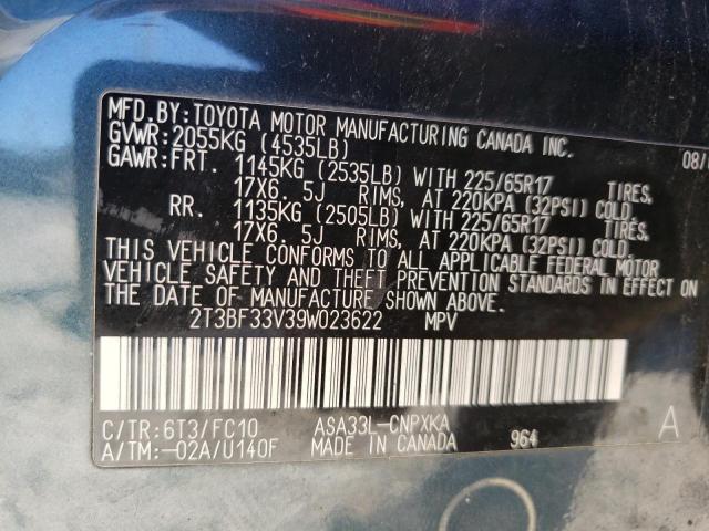 Photo 10 from auction – 2009 TOYOTA RAV4 with VIN 2T3BF33V39W023622