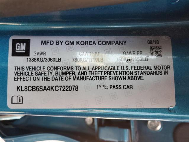 Photo 10 from auction – 2019 CHEVROLET SPARK LS with VIN KL8CB6SA4KC722078