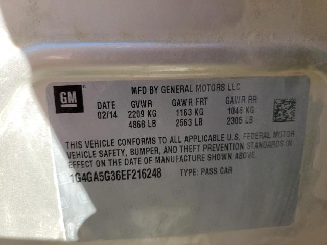 Photo 10 from auction – 2014 BUICK LACROSSE with VIN 1G4GA5G36EF216248