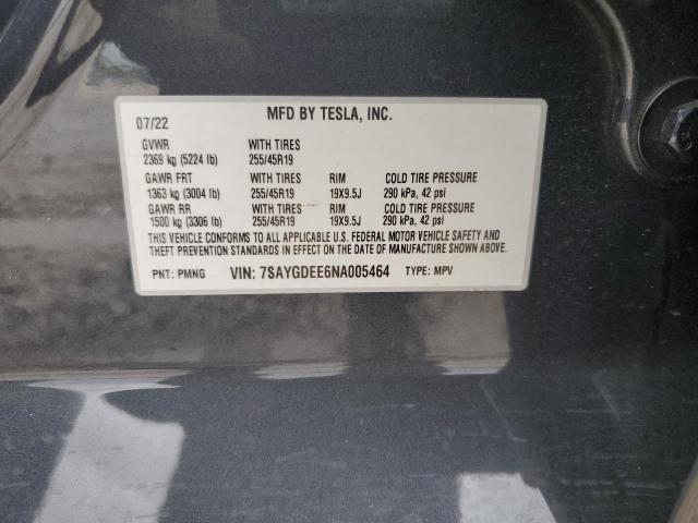 Photo 10 from auction – 2022 TESLA MODEL Y with VIN 7SAYGDEE6NA005464
