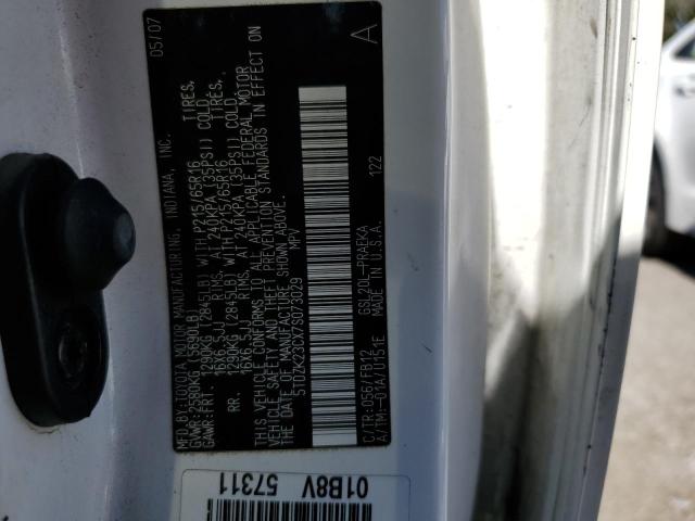 Photo 10 from auction – 2007 TOYOTA SIENNA CE with VIN 5TDZK23CX7S073029