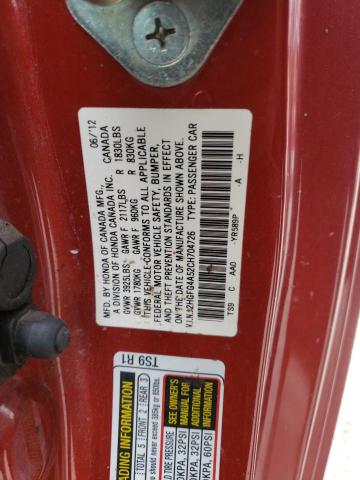 Photo 10 from auction – 2012 HONDA CIVIC SI with VIN 2HGFG4A52CH704726