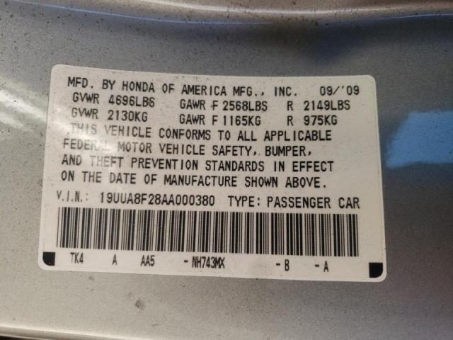 Photo 10 from auction – 2010 ACURA TL with VIN 19UUA8F28AA000380