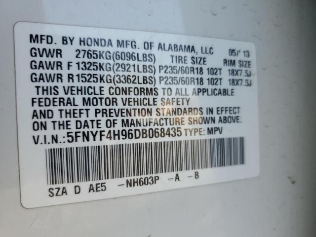 Photo 10 from auction – 2013 HONDA PILOT TOUR with VIN 5FNYF4H96DB068435