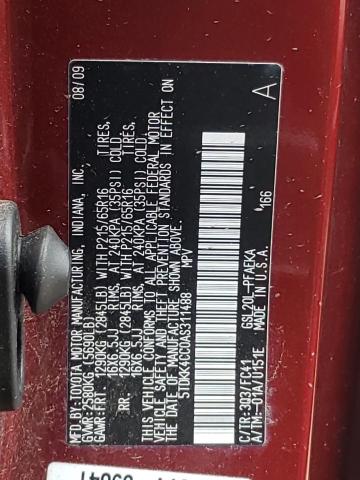 Photo 10 from auction – 2010 TOYOTA SIENNA CE with VIN 5TDKK4CC0AS311488
