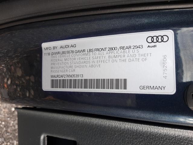 Photo 10 from auction – 2019 AUDI A7 PREMIUM with VIN WAUR2AF27KN053913