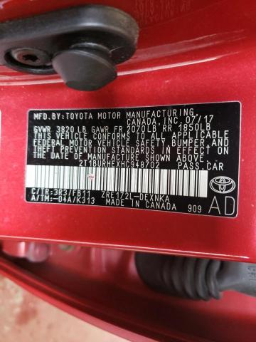 Photo 10 from auction – 2017 TOYOTA COROLLA L with VIN 2T1BURHEXHC948702