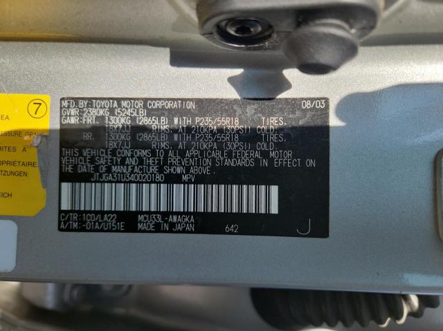 Photo 10 from auction – 2004 LEXUS RX 330 with VIN JTJGA31U340020180