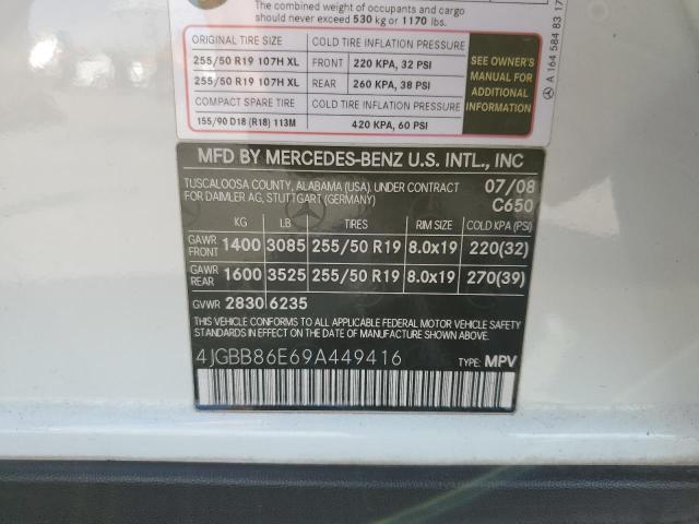 Photo 10 from auction – 2009 MERCEDES-BENZ ML 350 with VIN 4JGBB86E69A449416