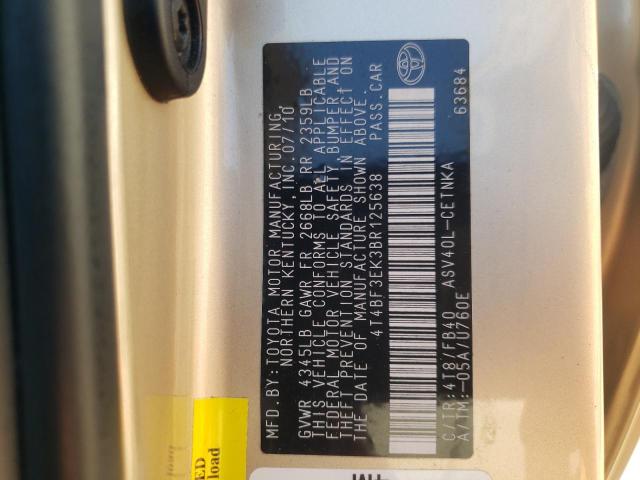 Photo 10 from auction – 2011 TOYOTA CAMRY BASE with VIN 4T4BF3EK3BR125638