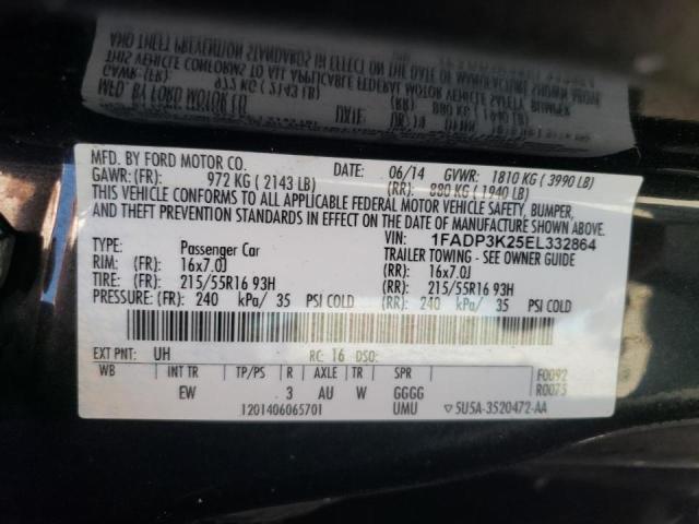 Photo 10 from auction – 2014 FORD FOCUS SE with VIN 1FADP3K25EL332864