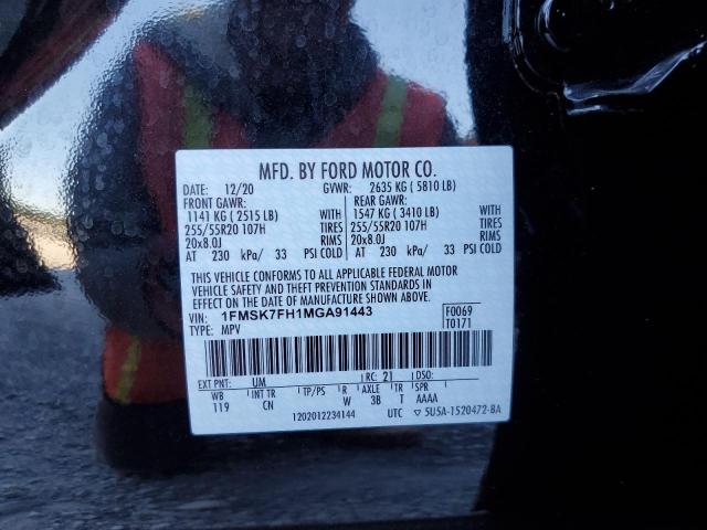 Photo 10 from auction – 2021 FORD EXPLORER L with VIN 1FMSK7FH1MGA91443