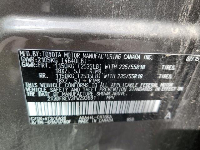 Photo 10 from auction – 2015 TOYOTA RAV4 LIMIT with VIN 2T3DFREV3FW293681