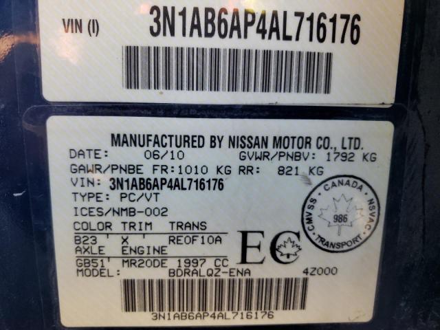 Photo 10 from auction – 2010 NISSAN SENTRA 2.0 with VIN 3N1AB6AP4AL716176