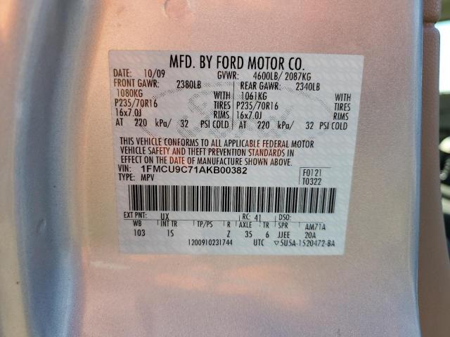 Photo 10 from auction – 2010 FORD ESCAPE XLS with VIN 1FMCU9C71AKB00382