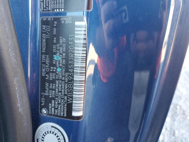 Photo 10 from auction – 2003 BMW M3 with VIN WBSBL93453JR20331