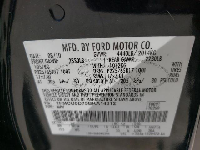 Photo 10 from auction – 2011 FORD ESCAPE XLT with VIN 1FMCU0D75BKA14312