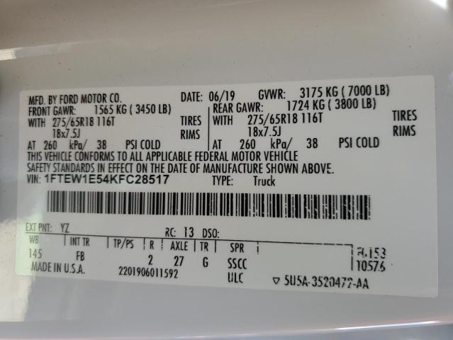 Photo 10 from auction – 2019 FORD F150 SUPER with VIN 1FTEW1E54KFC28517