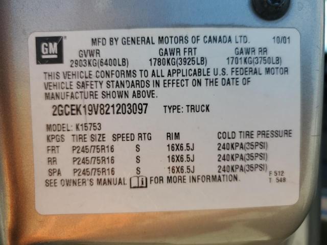 Photo 10 from auction – 2002 CHEVROLET SILVERADO with VIN 2GCEK19V821203097