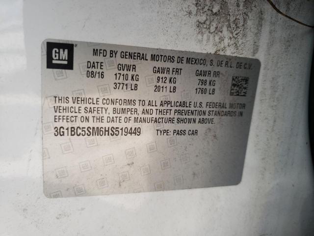 Photo 10 from auction – 2017 CHEVROLET CRUZE LS with VIN 3G1BC5SM6HS519449