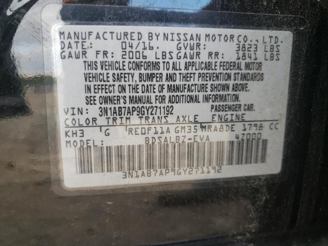 Photo 10 from auction – 2016 NISSAN SENTRA S with VIN 3N1AB7AP9GY271192